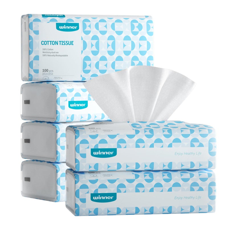 Winner Soft Face Towels 100 USDA Biobased Facial Towels Unscented Cotton Tissues for Sensitive Skin OEKOTEX Certified Face Towelettes Disposable Makeup Remover Dry Wipes 600 Ct 6 Pack